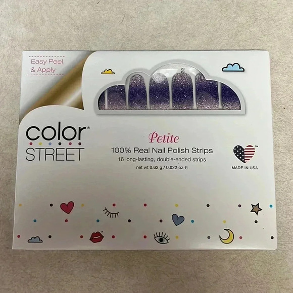 COLOR STREET ACHIEVE GRAPENESS PURPLE GLITTER NAIL STRIPS - PETITE - Picture 1 of 5